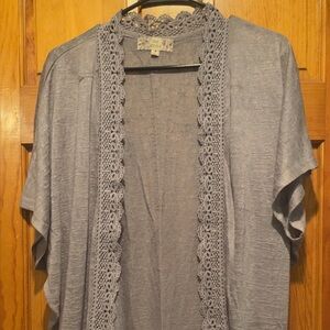Pink Republic Light Gray Cardigan with Lace Detail